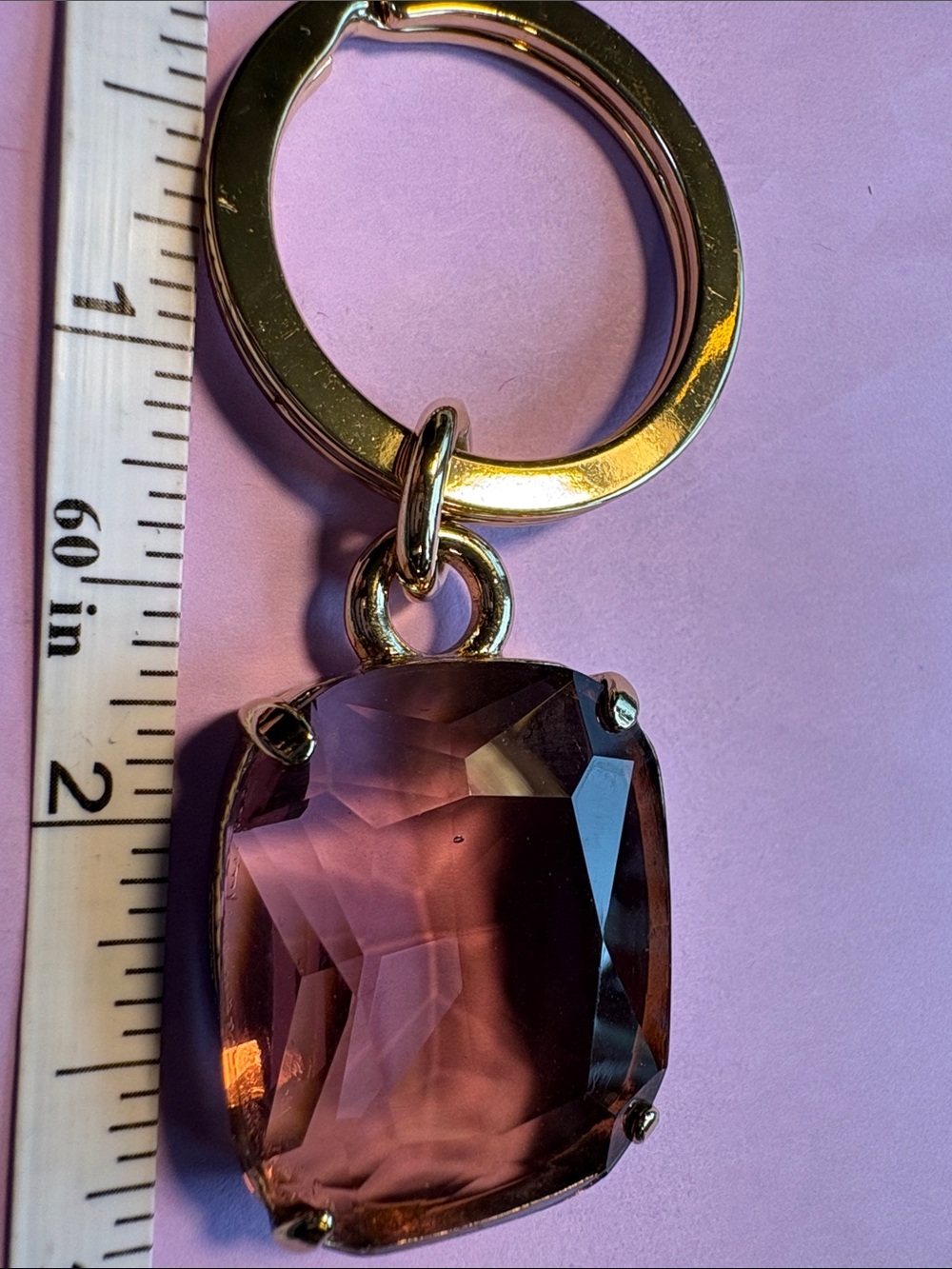 Coach Vintage Gold-Tone Keyring with Faceted Purple Gem